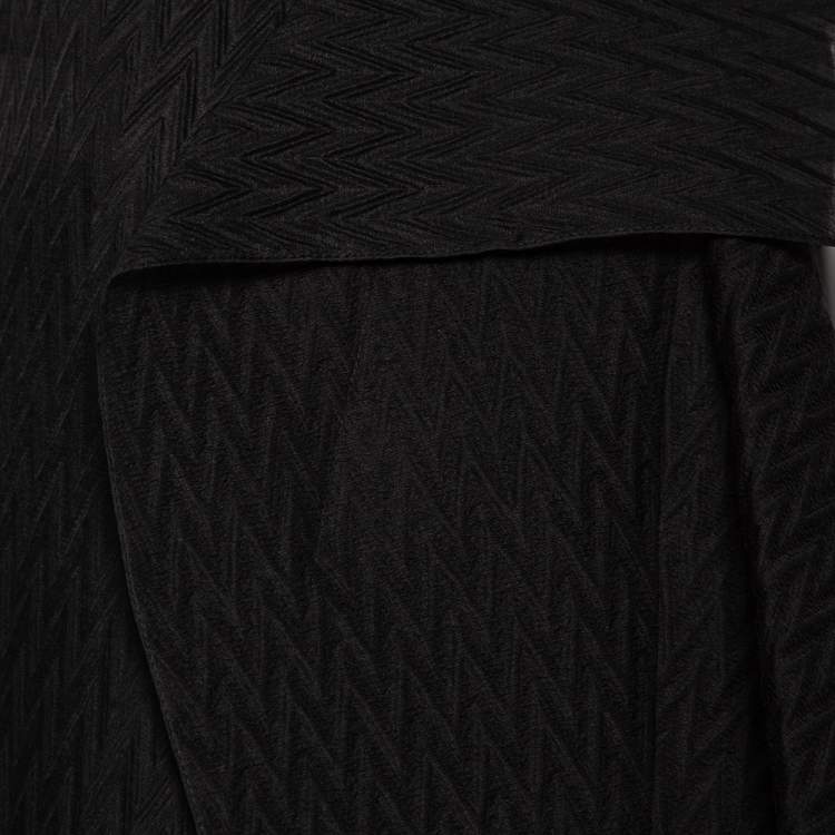 Pre Owned Roland Mouret Black Patterned Organza Draped Pasha Top M