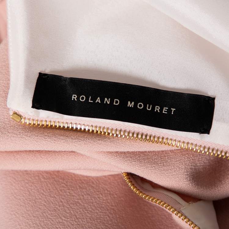 Pre Owned Roland Mouret Pink Crepe Asymmetric Neck Detail Midi Dress M 