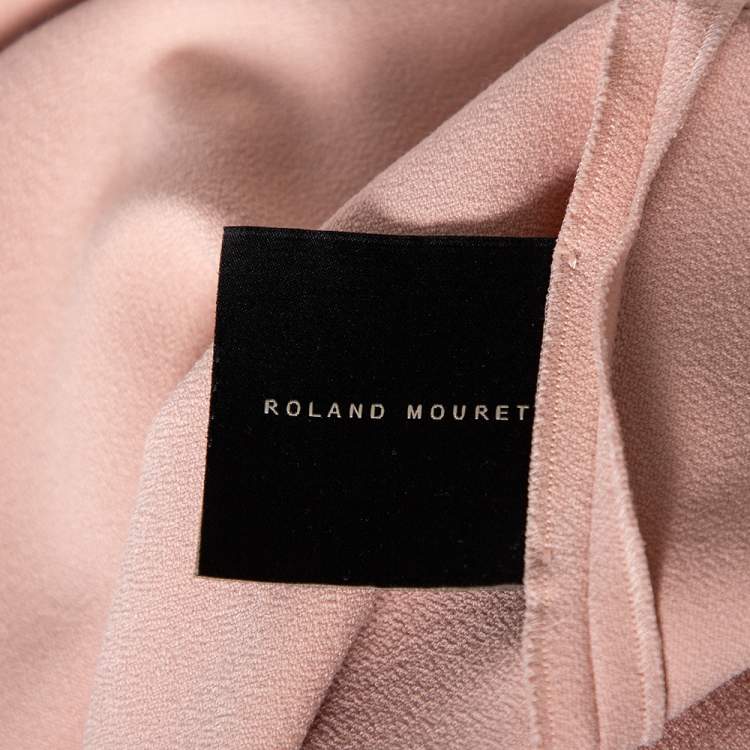 Pre Owned Roland Mouret Pink Crepe Asymmetric Neck Detail Midi Dress M 