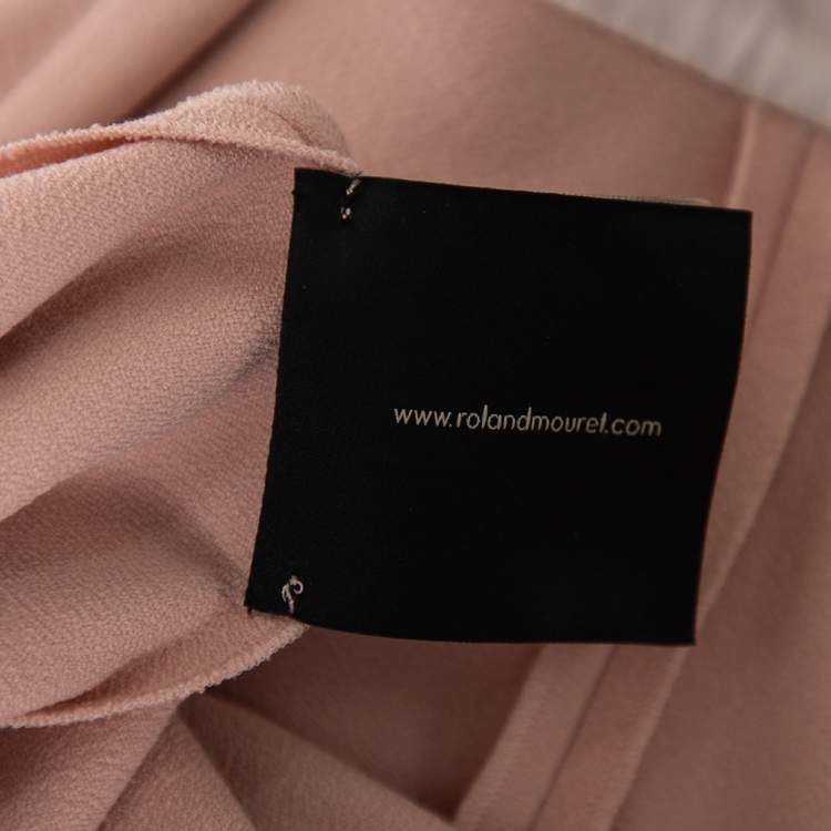 Pre Owned Roland Mouret Pink Crepe Asymmetric Neck Detail Midi Dress M 