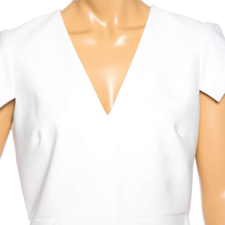 Pre Owned Roland Mouret White Crepe Breen Asymmetrical Hem Detail Blouse L