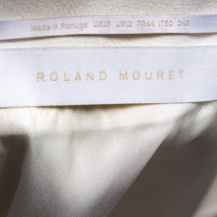 Pre Owned Roland Mouret White Crepe Breen Asymmetrical Hem Detail Blouse L