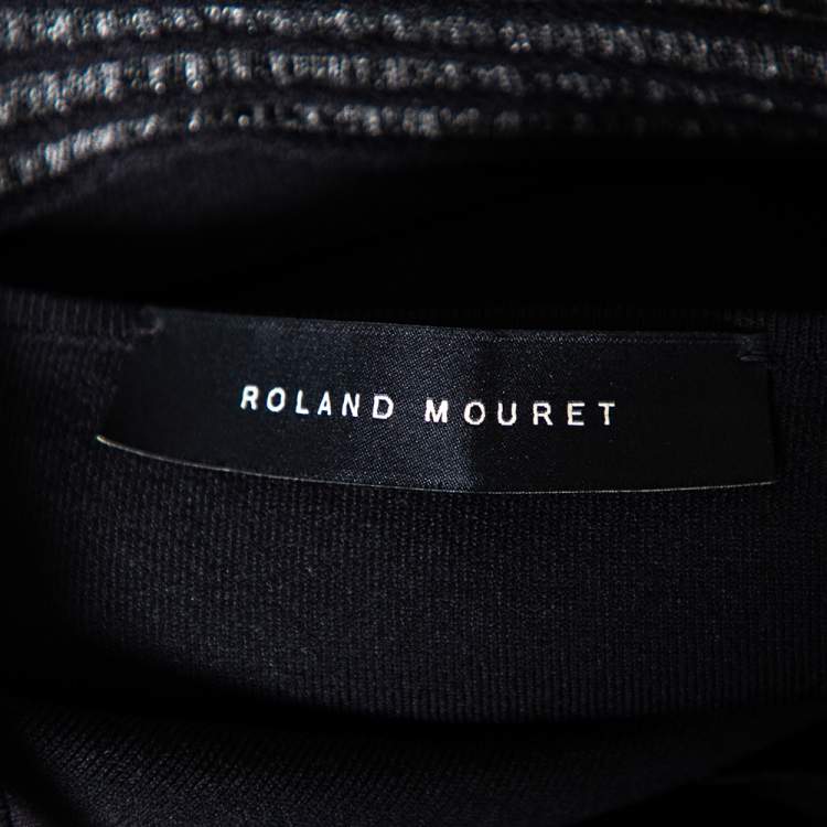 Pre Owned Roland Mouret Black Knit Mesh Inset Detailed Asymmetrical Peplum Top M