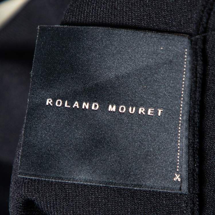 Pre Owned Roland Mouret Black Knit Mesh Inset Detailed Asymmetrical Peplum Top M