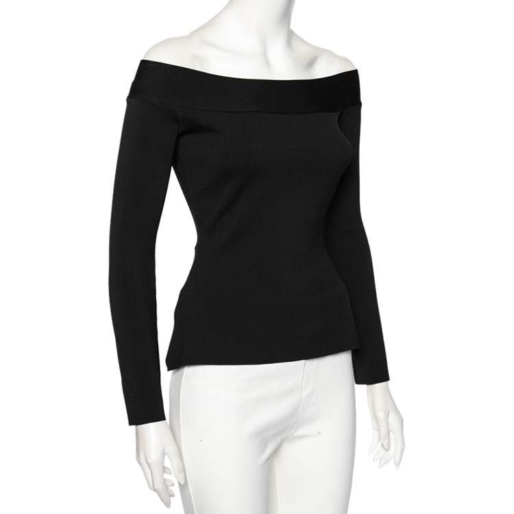 Pre Owned Roland Mouret Black Knit Tasso Off-Shoulder Top S