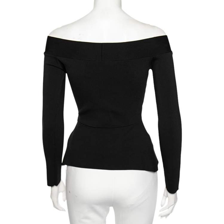 Pre Owned Roland Mouret Black Knit Tasso Off-Shoulder Top S