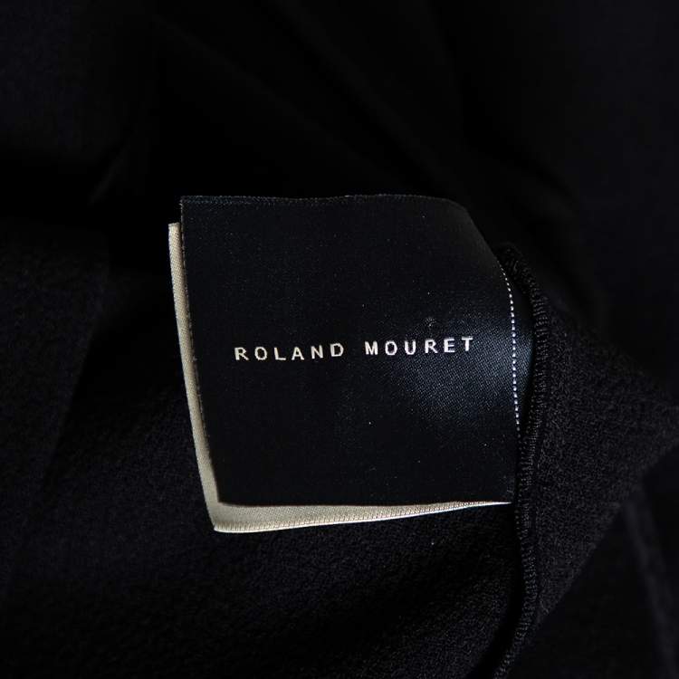 Pre Owned Roland Mouret Black Crepe Asymmetrical Neck Detailed Midi Dress S