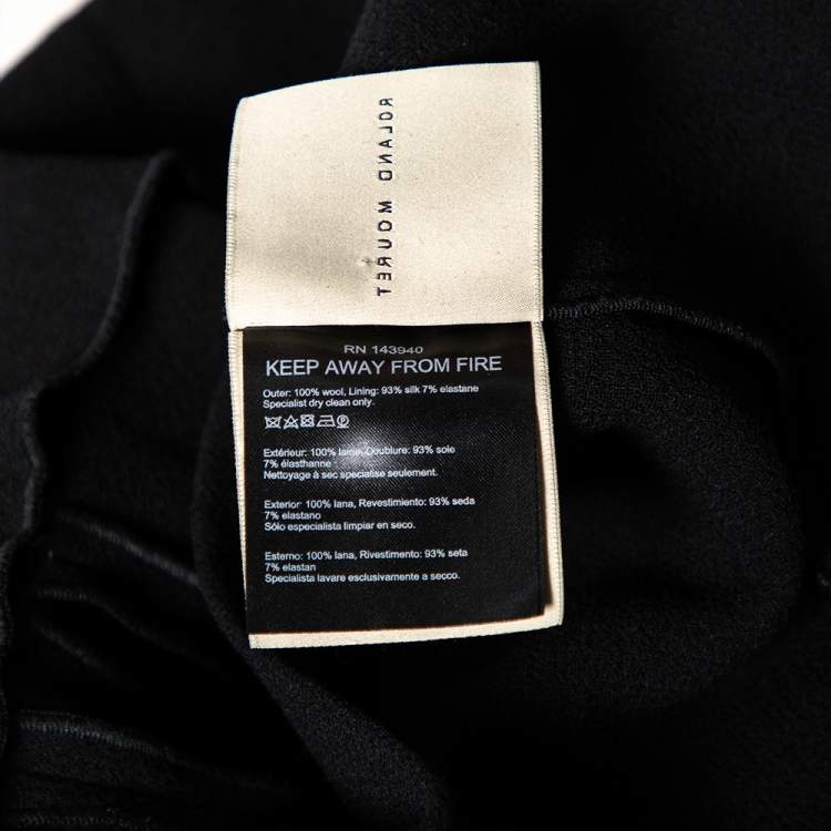 Pre Owned Roland Mouret Black Crepe Asymmetrical Neck Detailed Midi Dress S