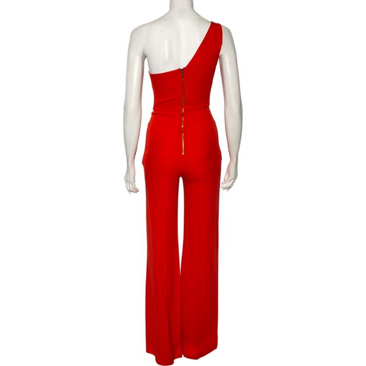 Pre Owned Roland Mouret Orange Crepe One Shoulder Colston Jumpsuit S