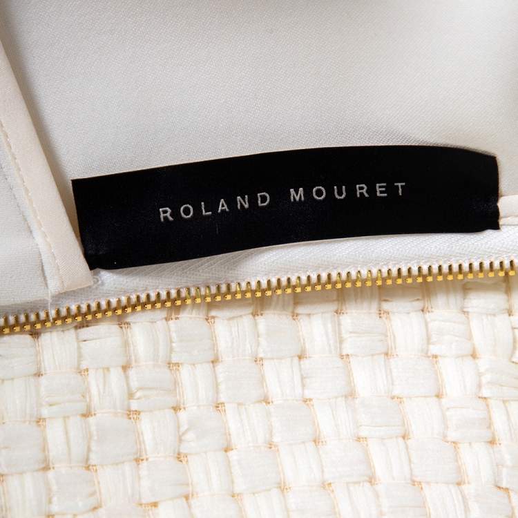 Pre Owned Roland Mouret White Lattice Weave Arreton Pencil Skirt M