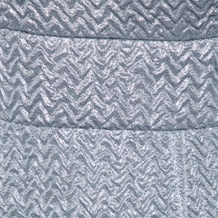 Pre Owned Roland Mouret Silver Silk Knit One- Shoulder Maxi Dress M