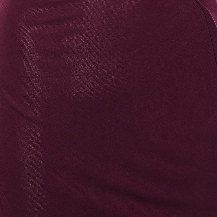 Pre Owned Roland Mouret Magenta Jersey Draped Detail Midi Dress L