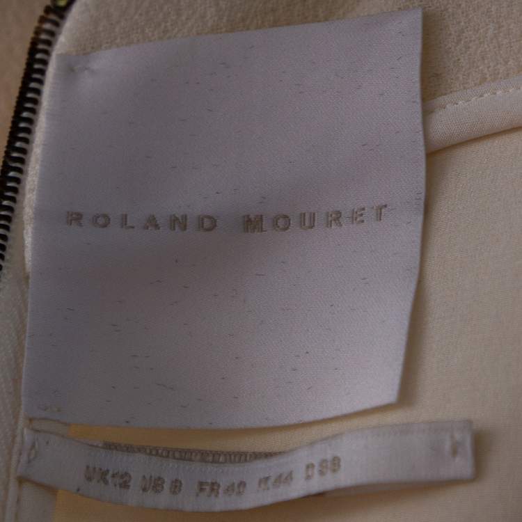 Pre Owned Roland Mouret Cream Wool One-Shoulder Midi Dress M 