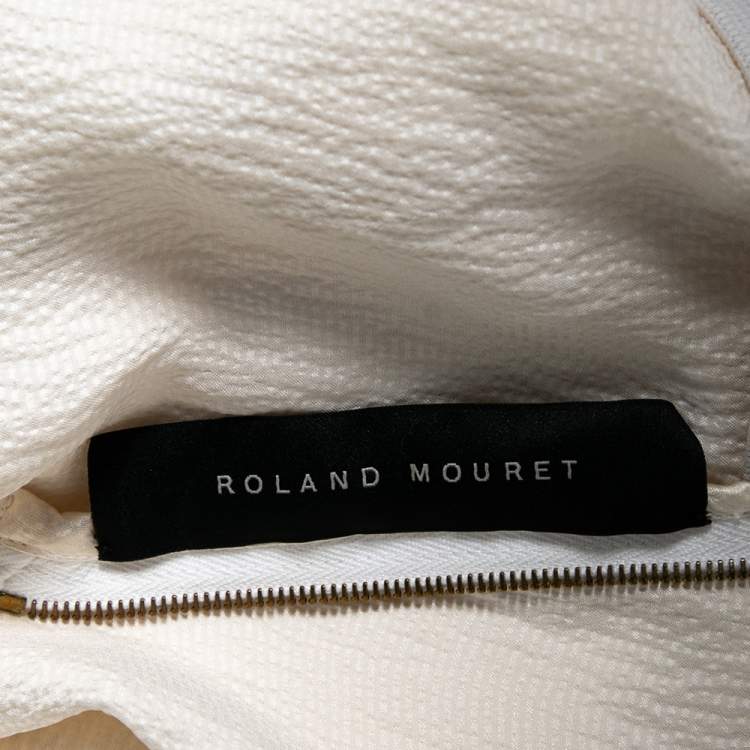 Pre Owned Roland Mouret Cream Textured Silk Draped Maxi Dress M