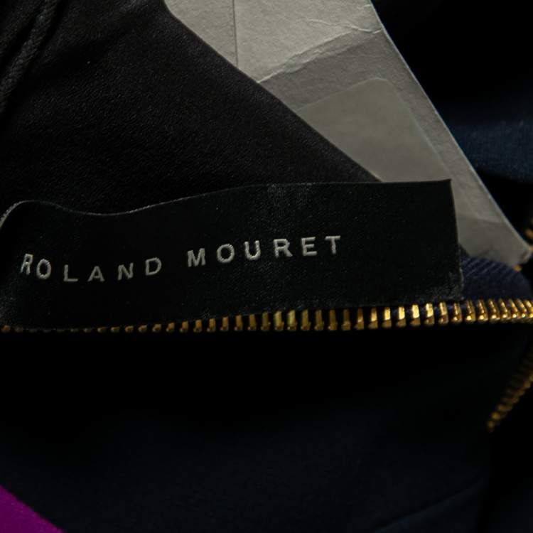 Pre Owned Roland Mouret Color Block Stretch Crepe Kennard Halter Dress S