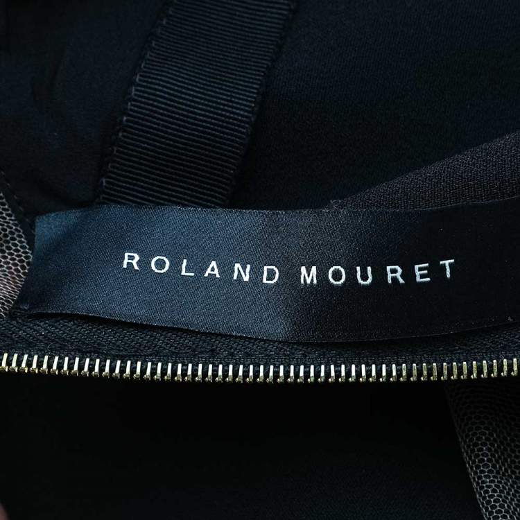 Pre Owned Roland Mouret Black Crepe & Lace Paneled Carrington Gown M