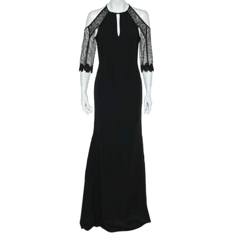 Roland Mouret Black Crepe & Lace Paneled Carrington Gown M Roland ...