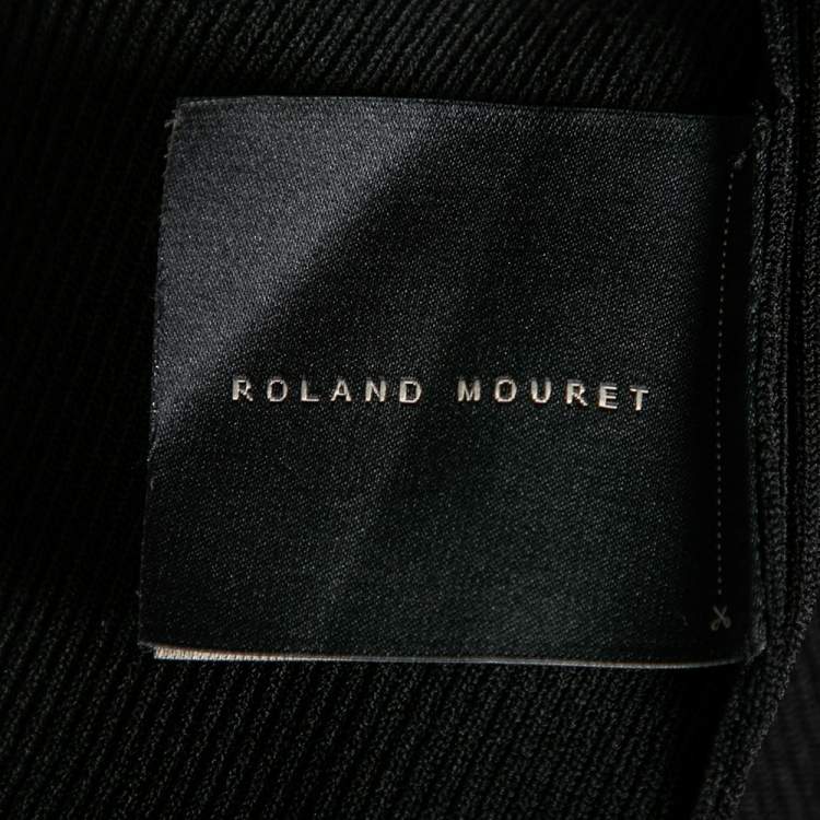 Pre Owned Roland Mouret Black Rib Knit Off Shoulder Long Sleeve Top M