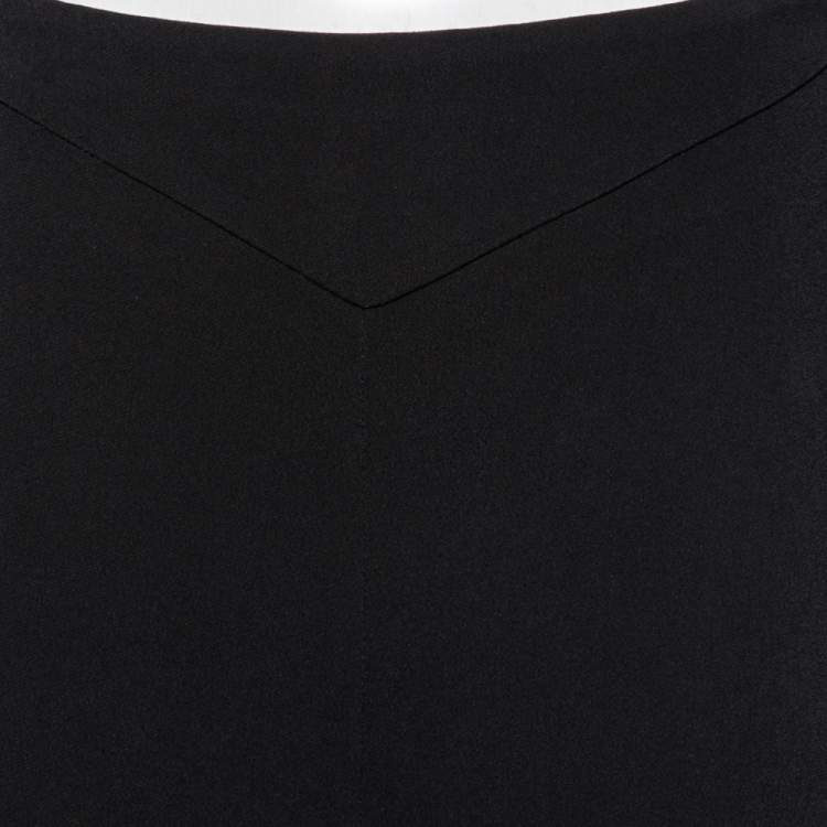 Pre Owned Roland Mouret Black Crepe Contrast Paneled Midi Skirt M