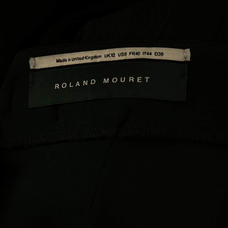 Pre Owned Roland Mouret Black Crepe Contrast Paneled Midi Skirt M