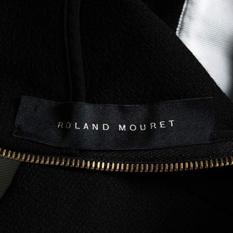 Pre Owned Roland Mouret Black Textured Wool Asymmetrical One Shoulder Dress M