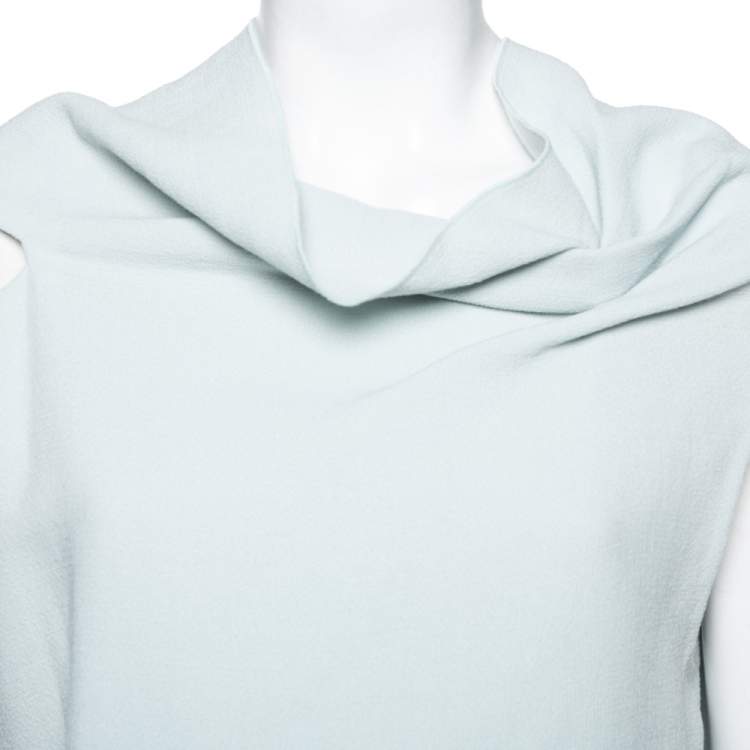 Pre Owned Roland Mouret Mint Green Wool Back Ruffle Detailed Top Skirt Suits M