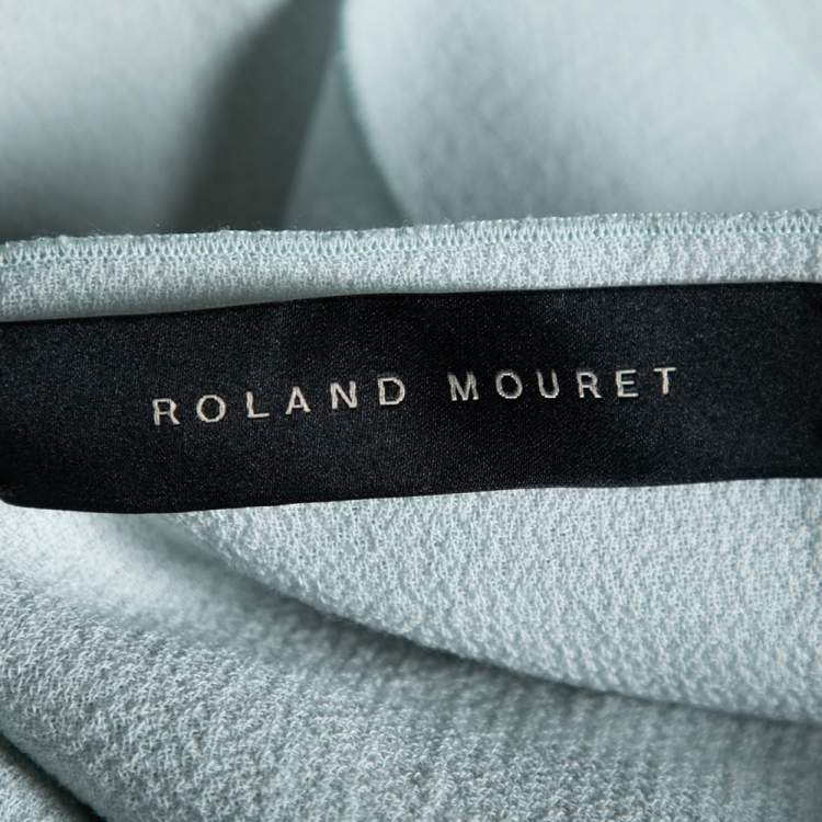 Pre Owned Roland Mouret Mint Green Wool Back Ruffle Detailed Top Skirt Suits M