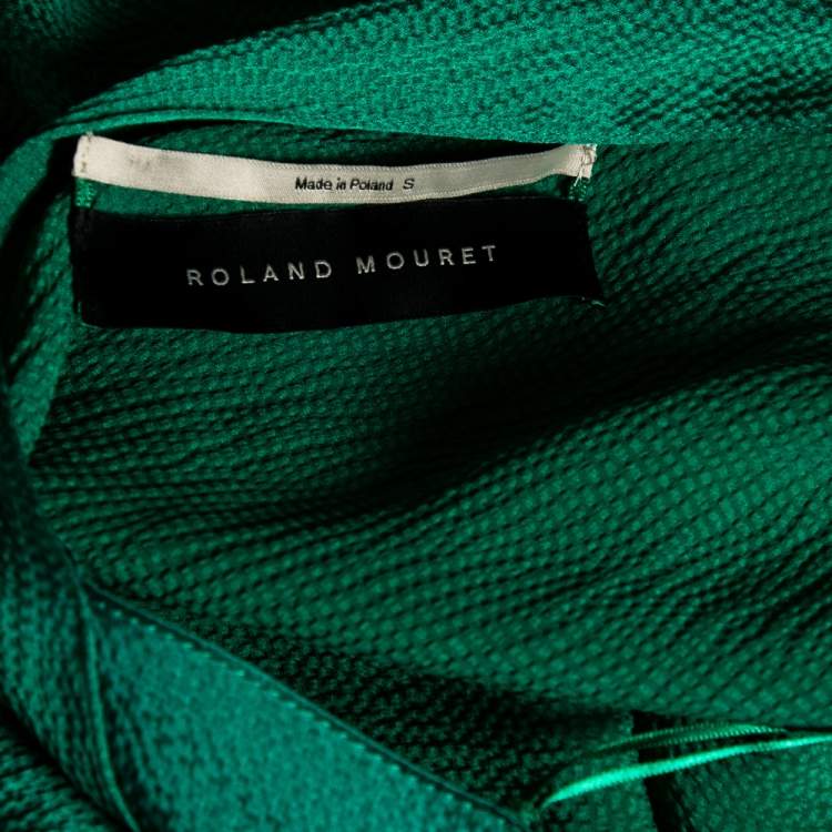 Pre Owned Roland Mouret Green Textured Silk Draped Side Slit Dresses S