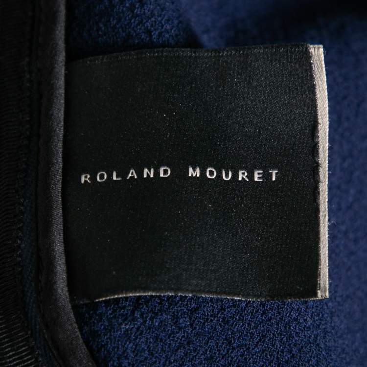 Pre Owned Roland Mouret Navy Blue Wool Crepe Pencil Skirt M