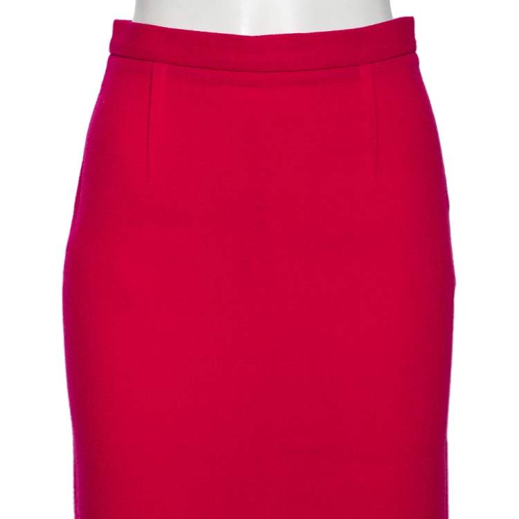 Pre Owned Roland Mouret Limited Edition Pink Wool Crepe Arreton Pencil Skirt M