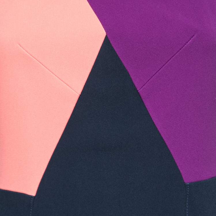 Pre Owned Roland Mouret Color Block Stretch Crepe Kennard Halter Dress M