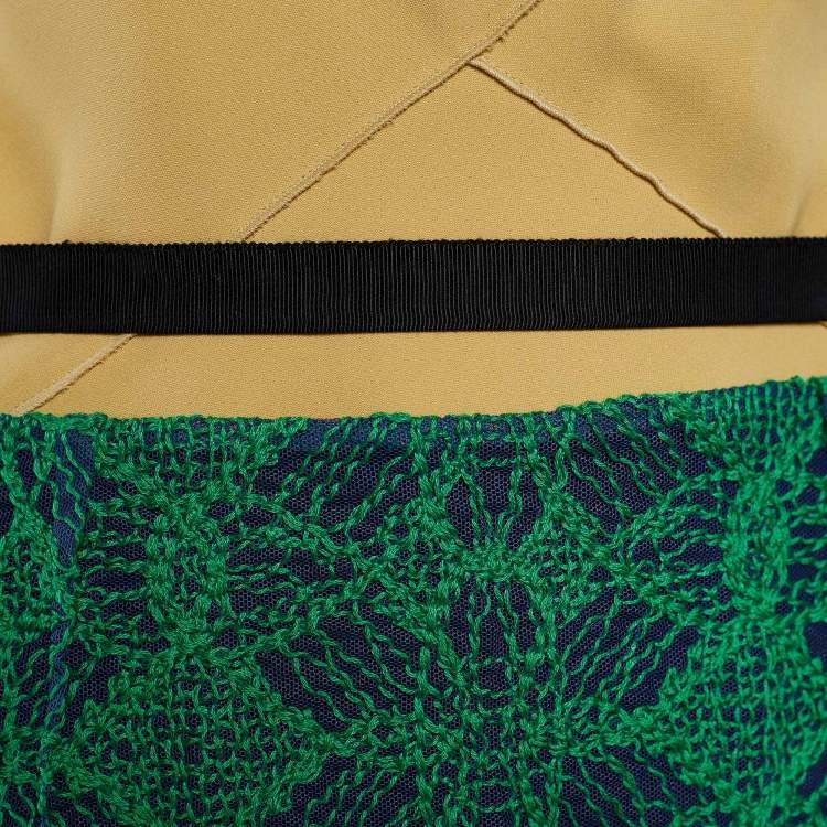 Pre Owned Roland Mouret Beige Crepe Contrast Embroidered Tulle Avalon Dress L
