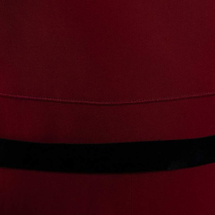 Pre Owned Roland Mouret Red Cady Belted Dress L