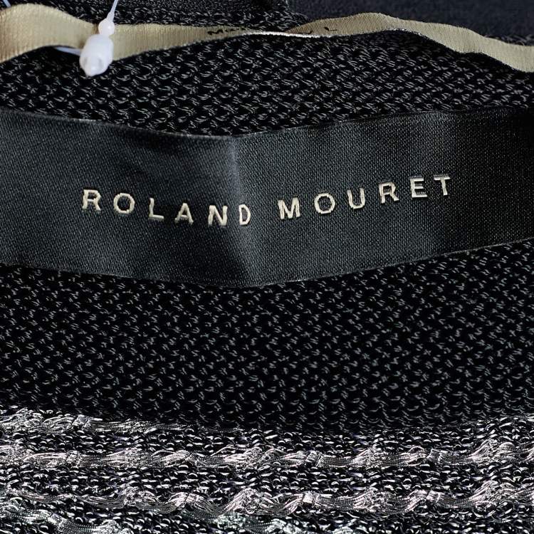 Pre Owned Roland Mouret Black/White Knit Off-Shoulder Top L
