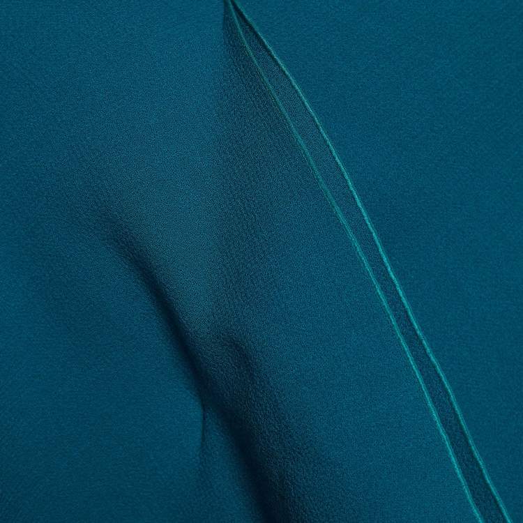مملوكة مسبقًا Roland Mouret Green Wool Asymmetric Draped Eugene Top L
