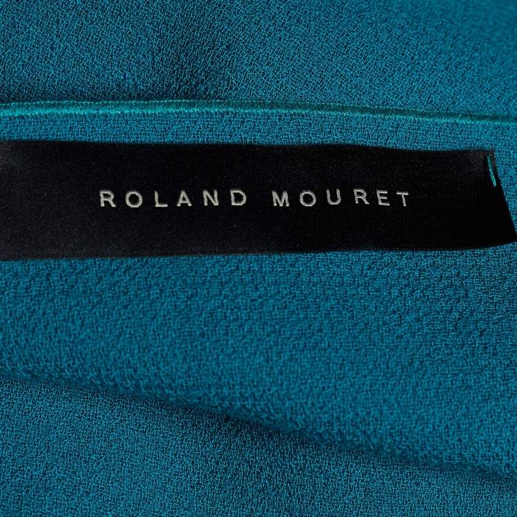 مملوكة مسبقًا Roland Mouret Green Wool Asymmetric Draped Eugene Top L