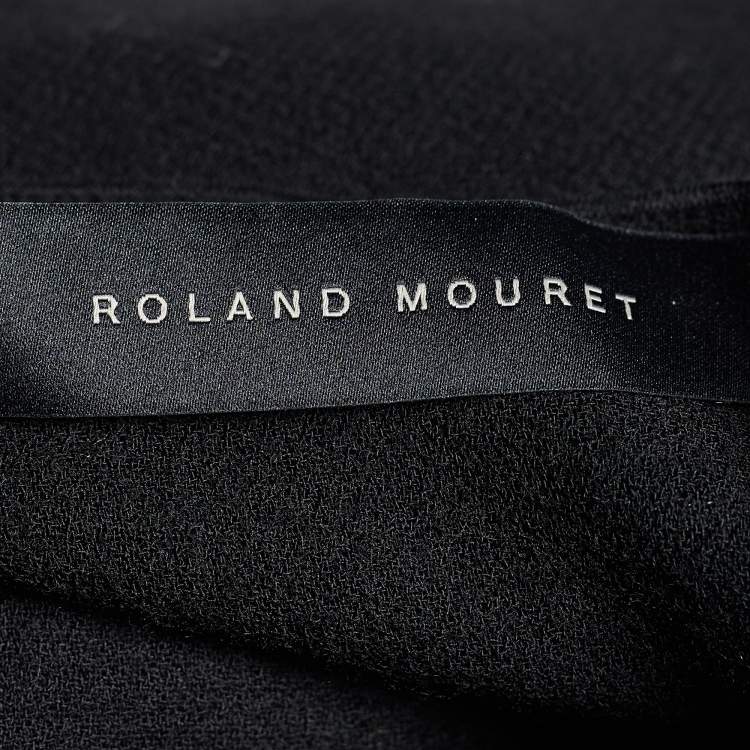 Pre Owned Roland Mouret Black Wool Asymmetric Draped Eugene Top L