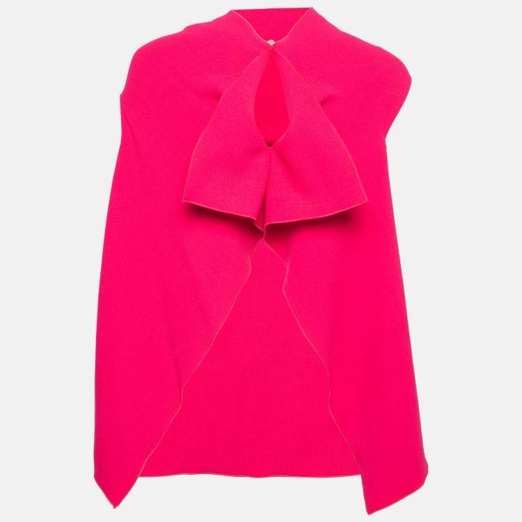 Pre Owned Roland Mouret Pink Wool Crepe Sleeveless Asymmetric Top M