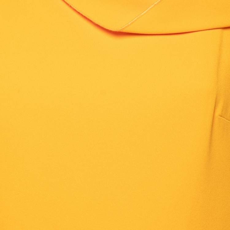 Pre Owned Roland Mouret Yellow Crepe Asymmetric Neck Top L