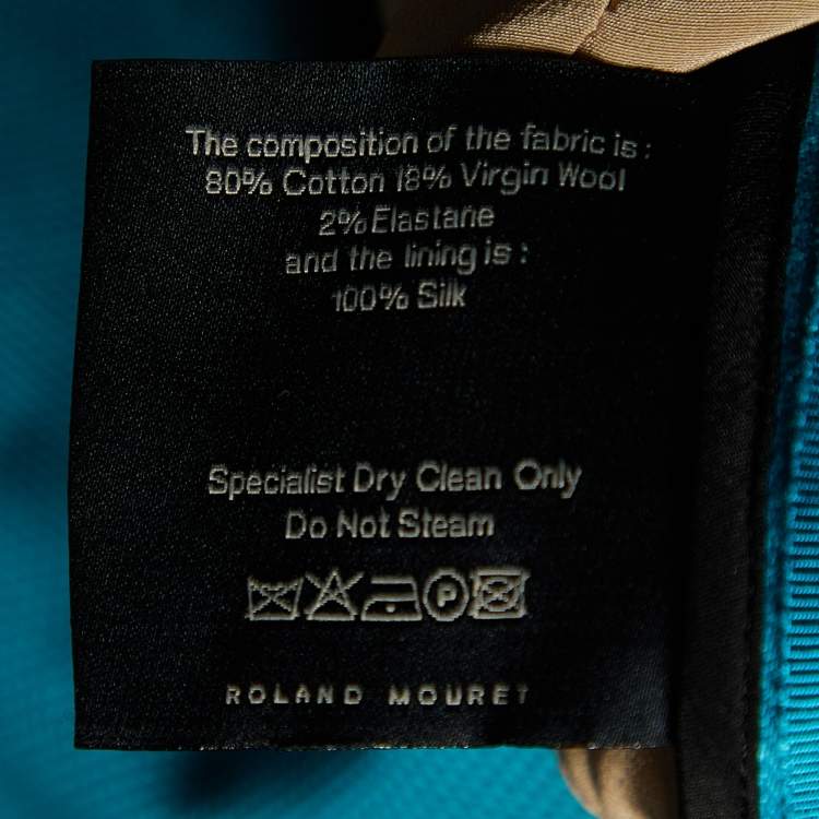 Pre Owned Roland Mouret Turquoise Blue Cotton & Wool Paneled Sheath Dress M