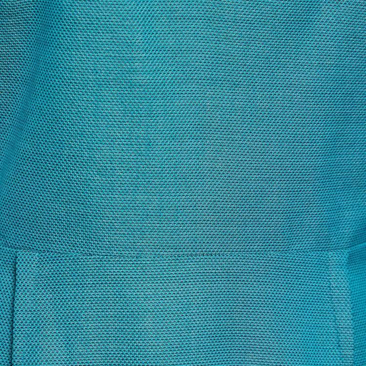 Pre Owned Roland Mouret Turquoise Blue Cotton & Wool Paneled Sheath Dress M