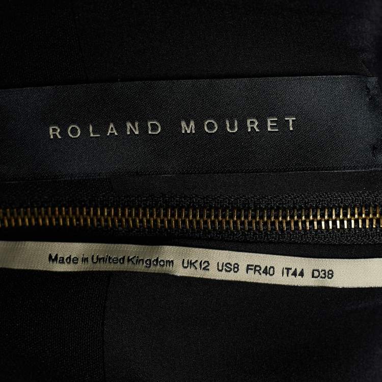 Pre Owned Roland Mouret Black & Blue Puckered Detail Hutton Bodycon Dress M