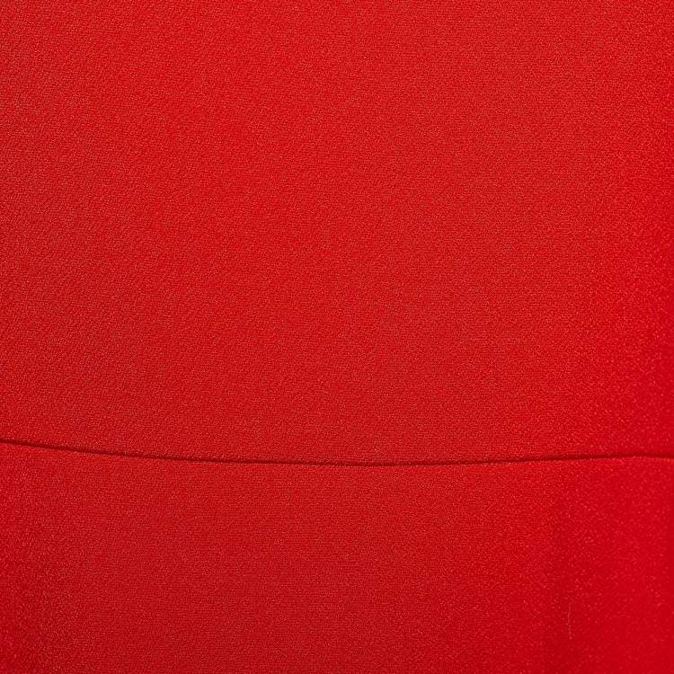 Pre Owned Roland Mouret Red Crepe Paneled Midi Dress M