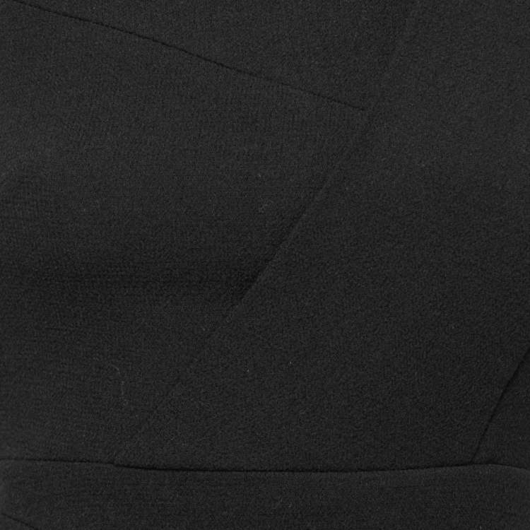 Pre Owned Roland Mouret Black Wool Peplum Hem Detail Midi Dress S
