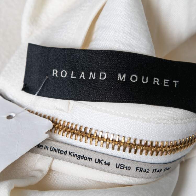 Pre Owned Roland Mouret Off White Wool Lyford One-Shoulder Midi Dress L