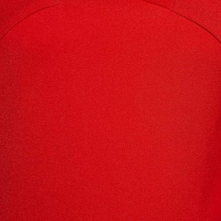 Pre Owned Roland Mouret Red Crepe Cap Sleeve Sheath Dress L