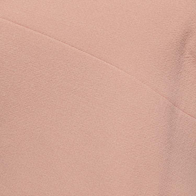 Pre Owned Roland Mouret Pale Peach Wool Crepe Cutout Detail Sheath Dress M