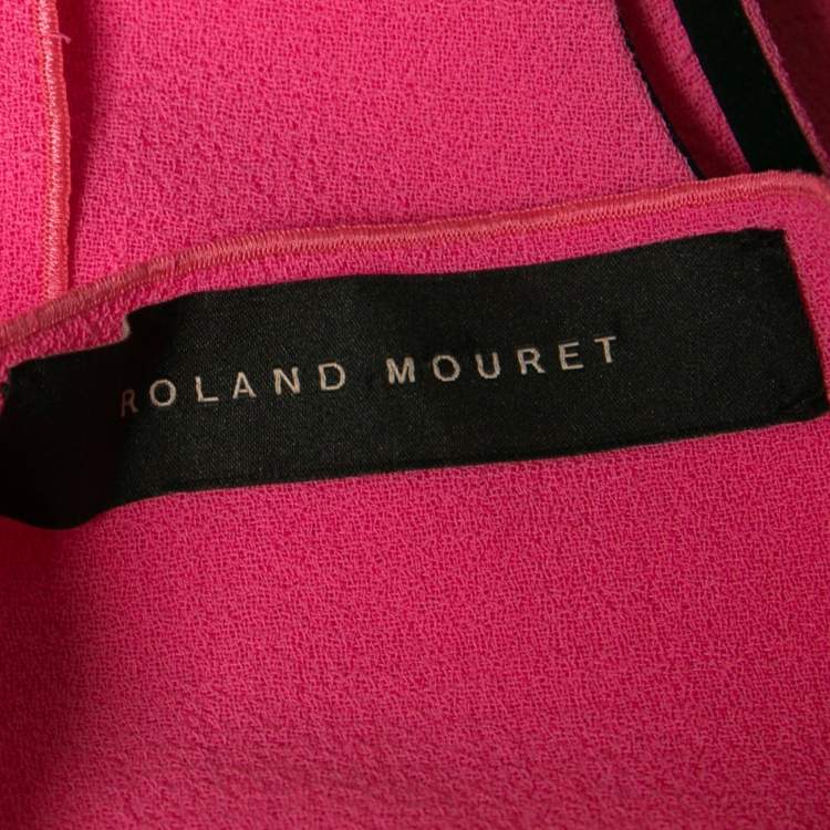 Pre Owned Roland Mouret Pink Crepe Asymmetrical Skirt Suit L 