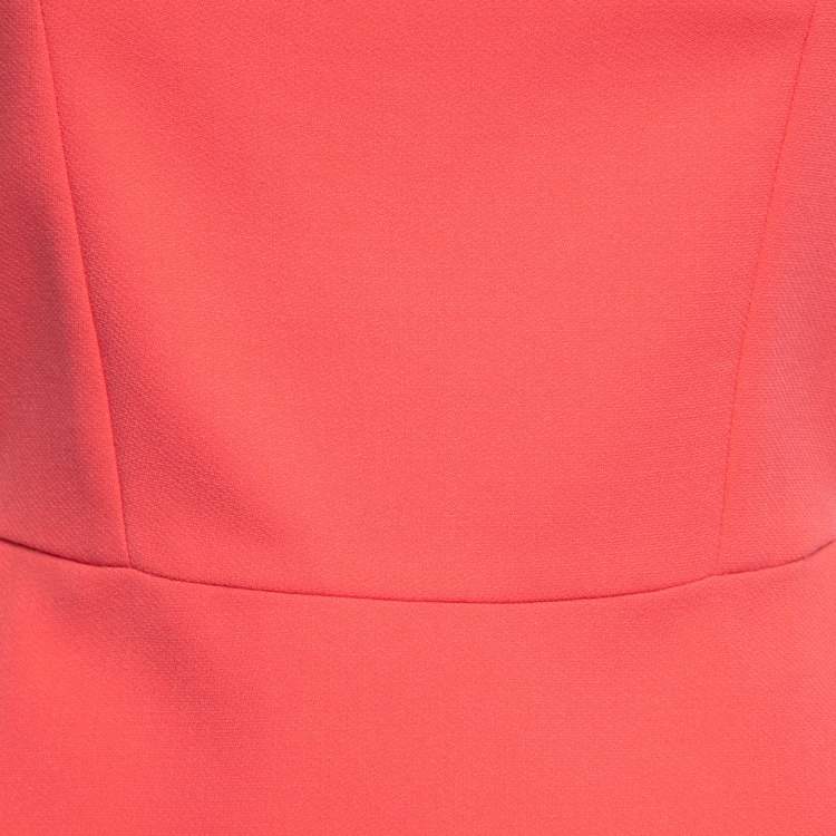 Pre Owned Roland Mouret Coral Pink Crepe Peplum Top M