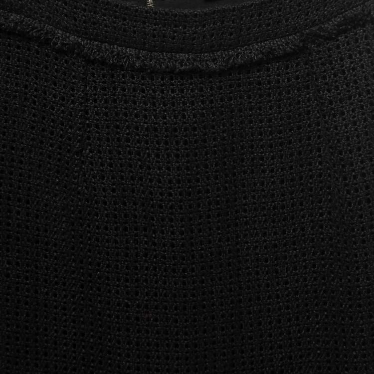Pre Owned Roland Mouret Black Linen Mesh Midi Skirt S